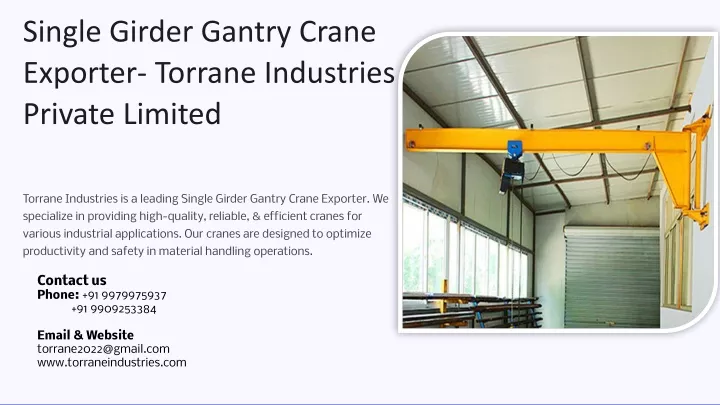 single girder gantry crane exporter torrane