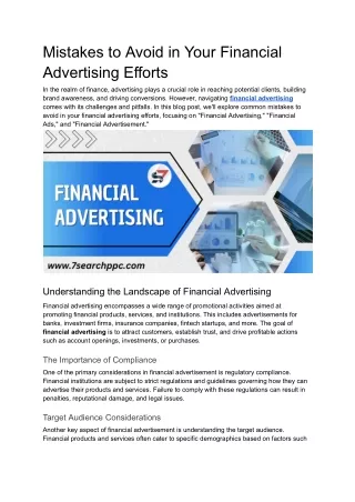 Mistakes to Avoid in Your Financial Advertising Efforts
