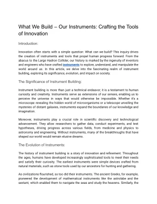 what we build our instruments crafting the tools