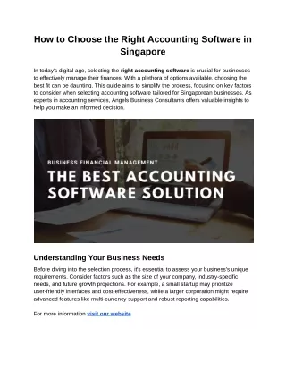 How to Choose the Right Accounting Software in Singapore