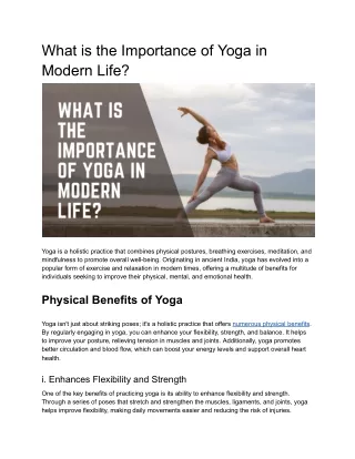 What is the importance of yoga in modern life