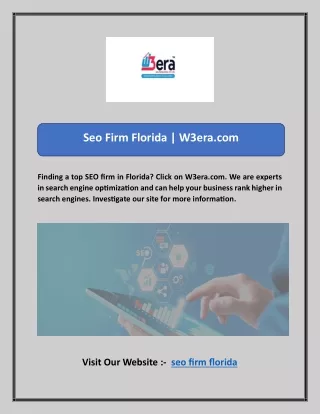 Seo Firm Florida | W3era.com