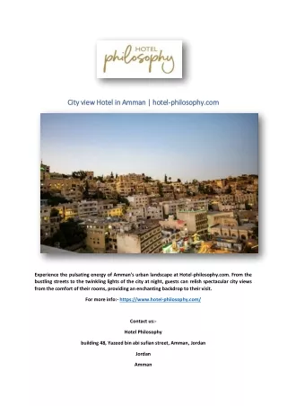 City view Hotel in Amman | hotel-philosophy.com