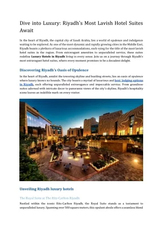 Dive into Luxury_ Riyadh's Most Lavish Hotel Suites Await