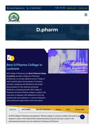 Best D.Pharma College In Lucknow - RPS Pharmacy College
