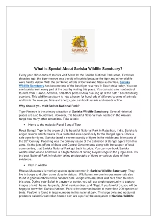 What is Special About Sariska Wildlife Sanctuary