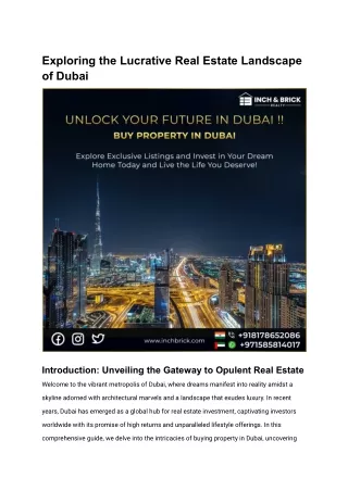 Unlocking Opportunities to Buy Property in Dubai: Exploring the Lucrative Market