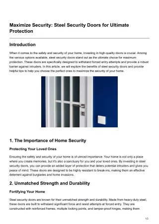 Maximize Security Steel Security Doors for Ultimate Protection