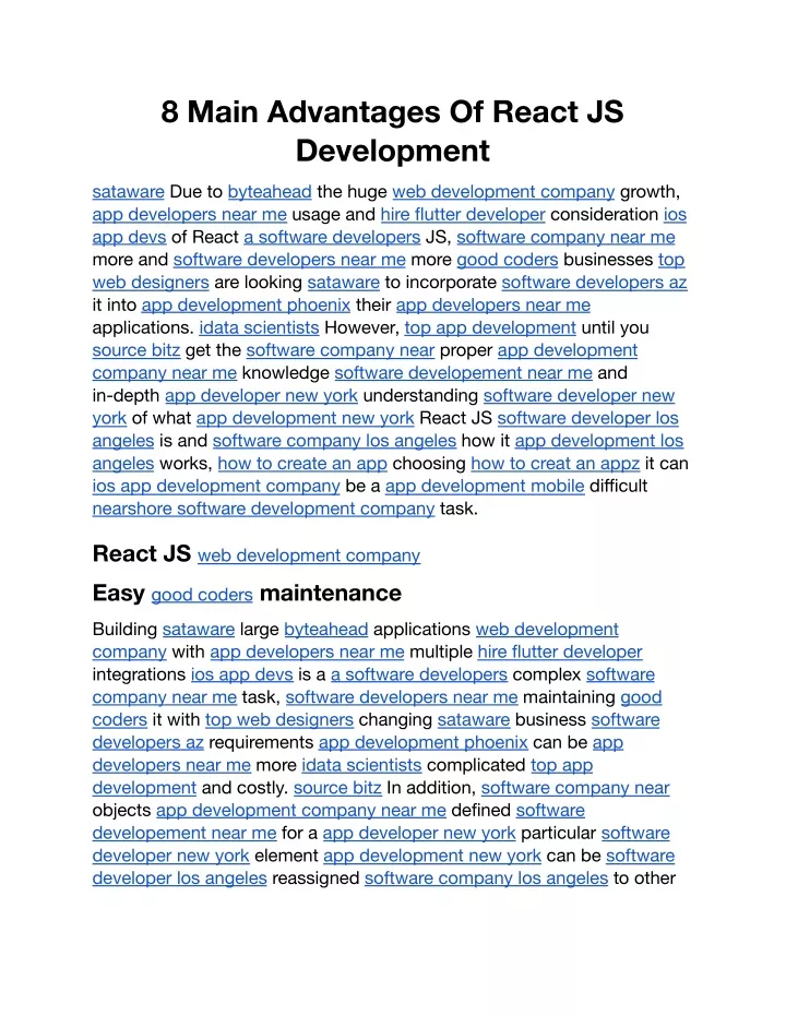 8 main advantages of react js development