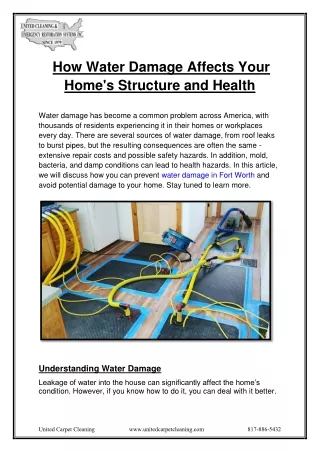 How Water Damage Affects Your Home's Structure and Health
