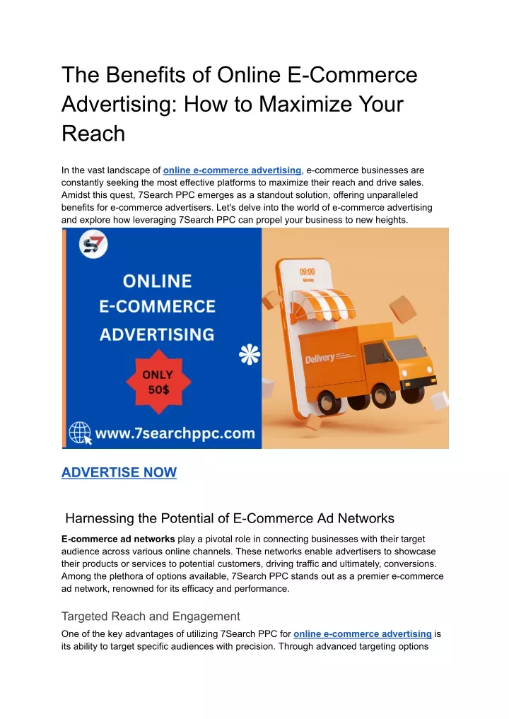 the benefits of online e commerce advertising