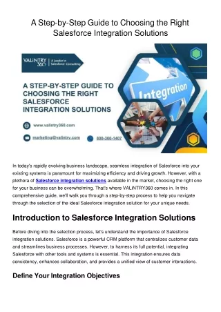 A Step-by-Step Guide to Choosing the Right Salesforce Integration Solutions