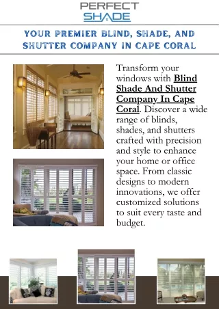 Top Blind Shade And Shutter Company In Cape Coral