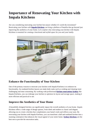 importance of renovating your kitchen with impala