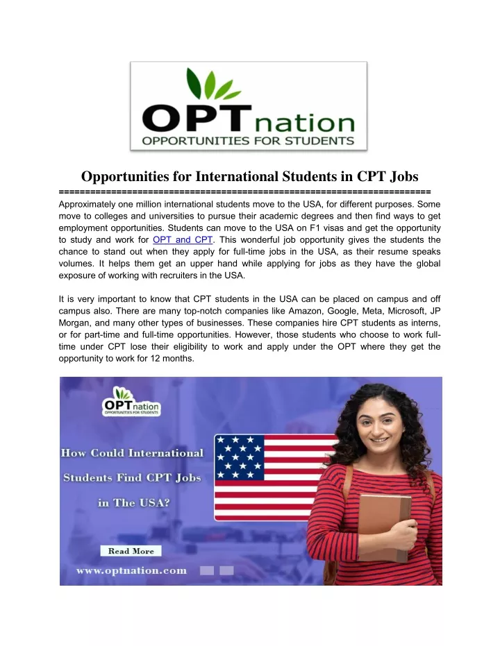 opportunities for international students