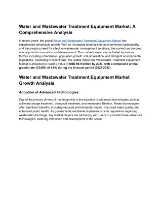 Water and Wastewater Treatment Equipment Market_ A Comprehensive Analysis
