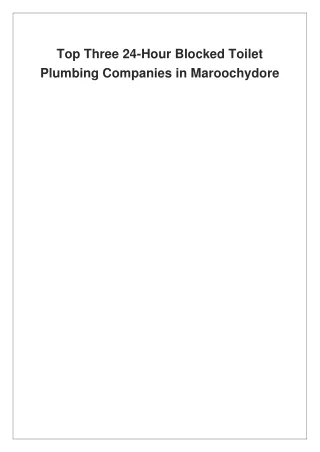 Top Three 24-Hour Blocked Toilet Plumbing Companies in Maroochydore?