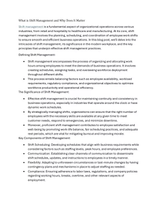 what is shift management and why does it matter