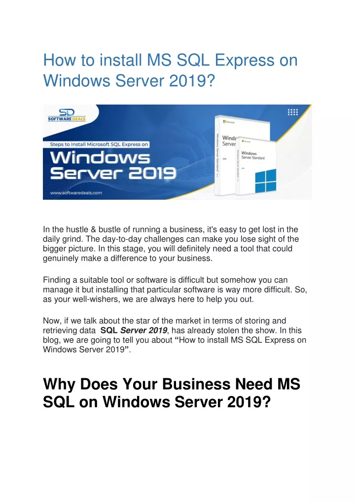 how to install ms sql express on windows server