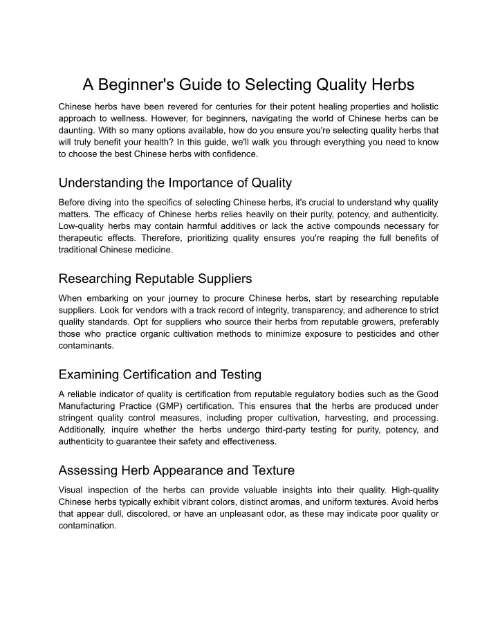 a beginner s guide to selecting quality herbs