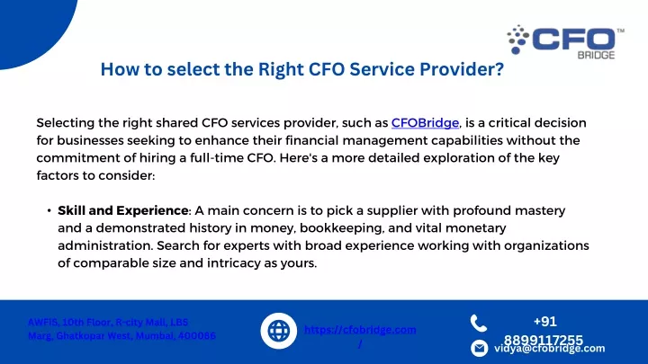 how to select the right cfo service provider