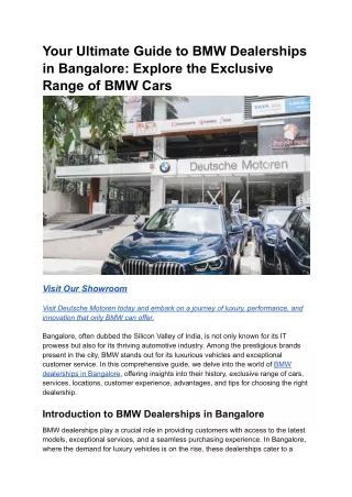Your Ultimate Guide to BMW Dealerships in Bangalore_ Explore the Exclusive Range of BMW Cars