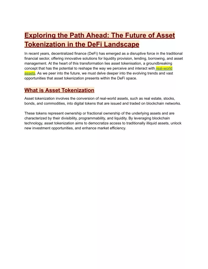 exploring the path ahead the future of asset