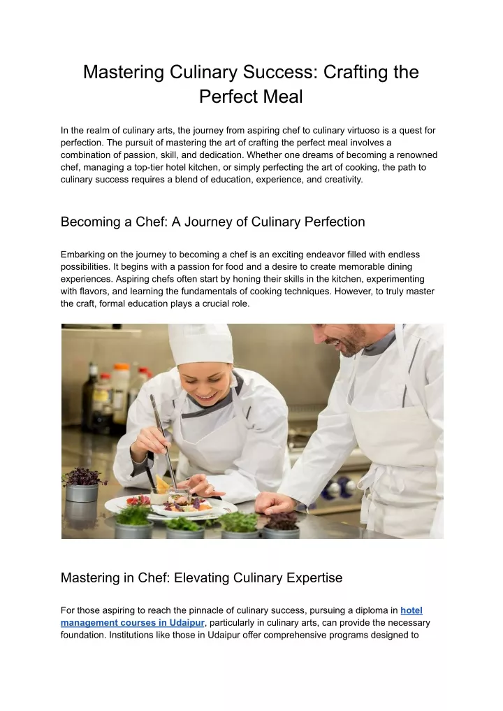 mastering culinary success crafting the perfect