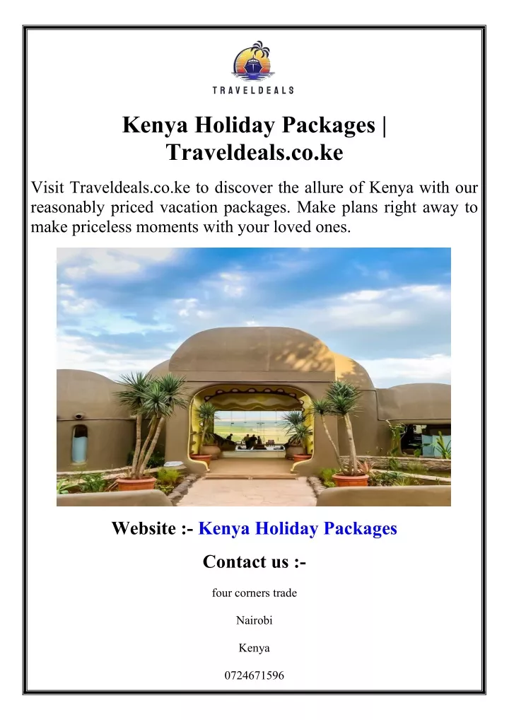 kenya holiday packages traveldeals co ke