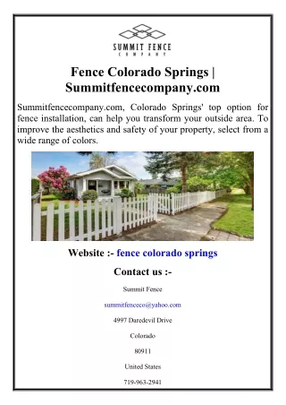 Fence Colorado Springs  Summitfencecompany.com
