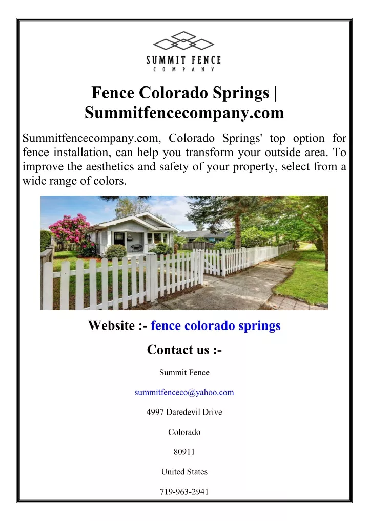 fence colorado springs summitfencecompany com