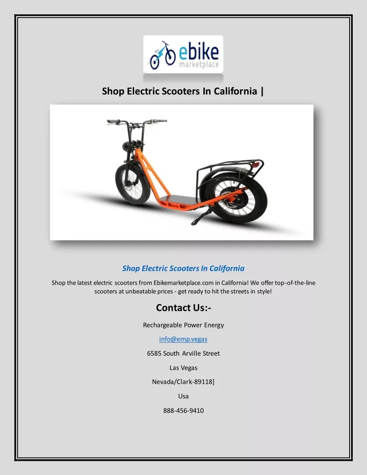 shop electric scooters in california