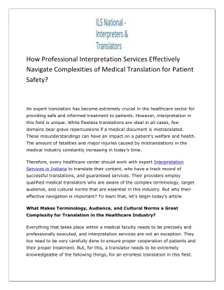 How Professional Interpretation Services Effectively Navigate Complexities of Medical Translation for Patient Safety