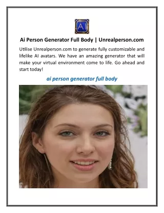 Ai Person Generator Full Body Unrealperson.com
