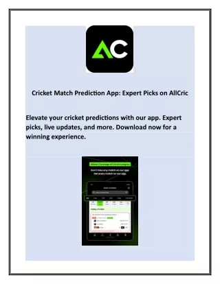 Cricket Match Prediction App: Expert Picks on AllCric