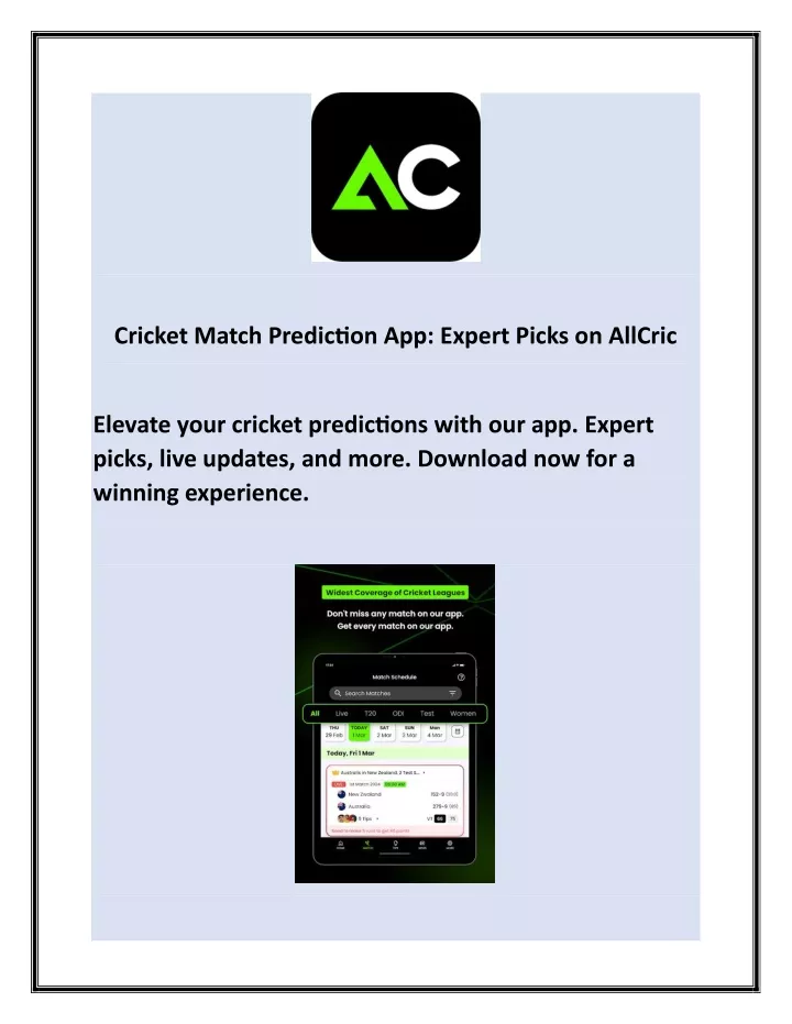 cricket match prediction app expert picks