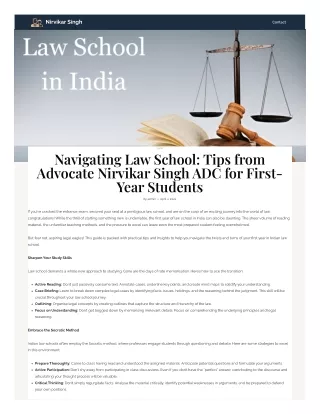 Navigating Law School: Tips from Advocate Nirvikar Singh ADC for First-Year Stud