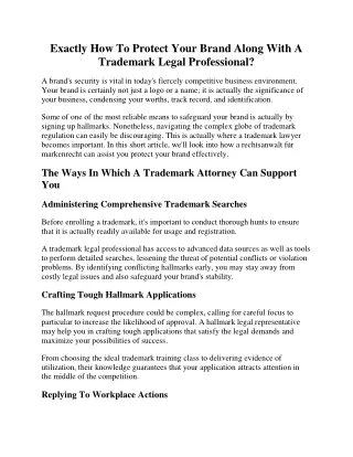 Exactly How To Protect Your Brand Along With A Trademark Legal Professional