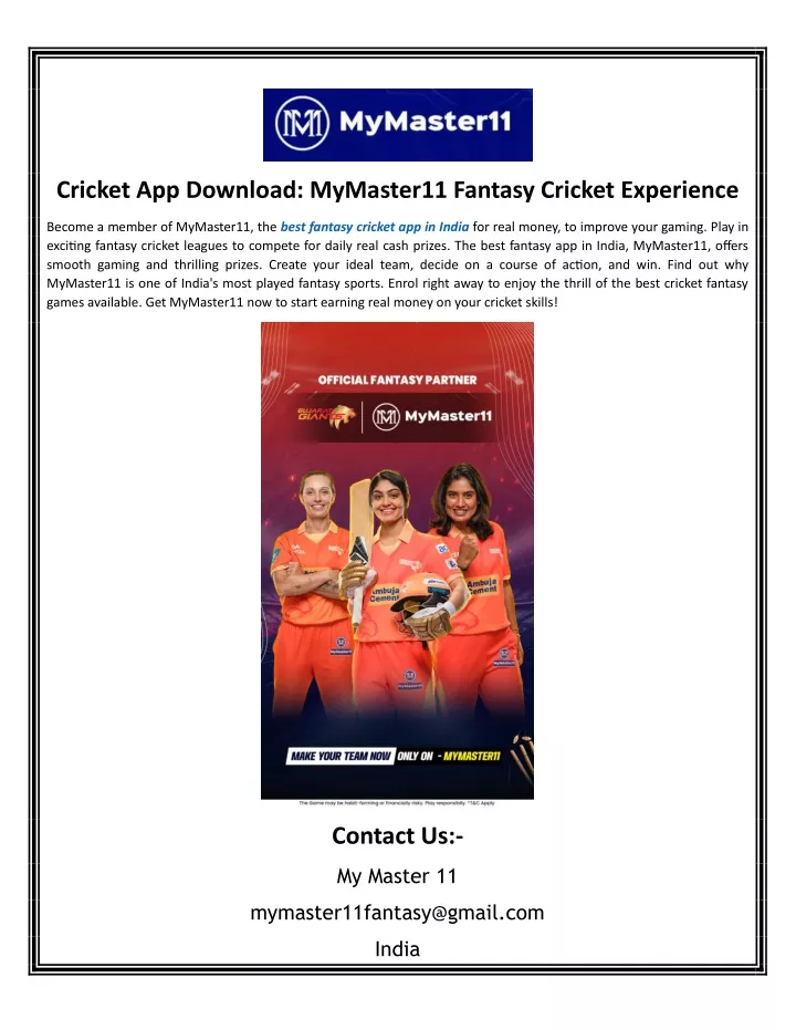 cricket app download mymaster11 fantasy cricket