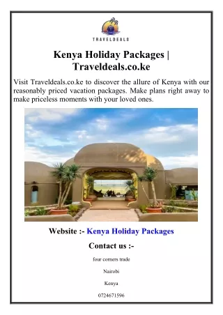 Kenya Holiday Packages  Traveldeals.co.ke