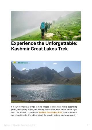 Experience the Unforgettable: Kashmir Great Lakes Trek
