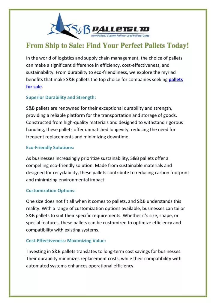 from ship to sale find your perfect pallets today