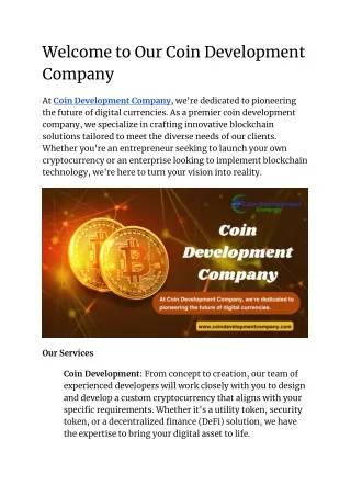 Welcome to Our Coin Development Company