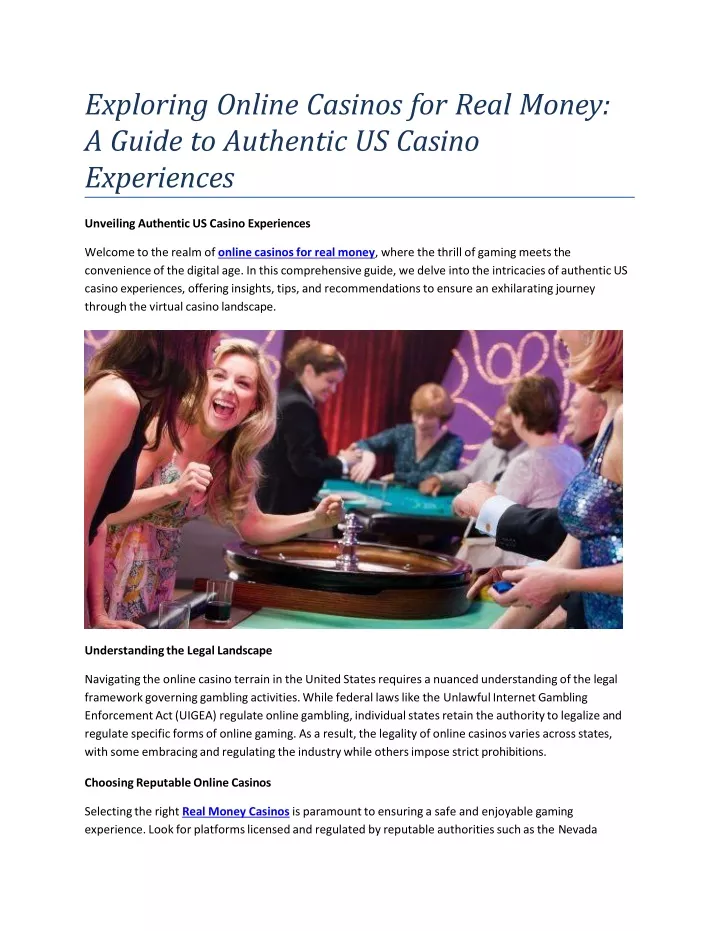 exploring online casinos for real money a guide to authentic us casino experiences