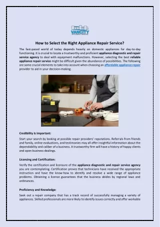 How to Select the Right Appliance Repair Service?