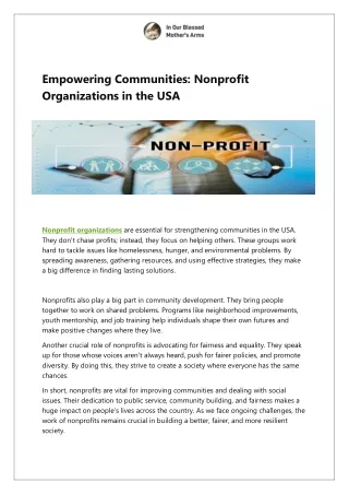 Empowering Communities: Nonprofit Organizations in the USA