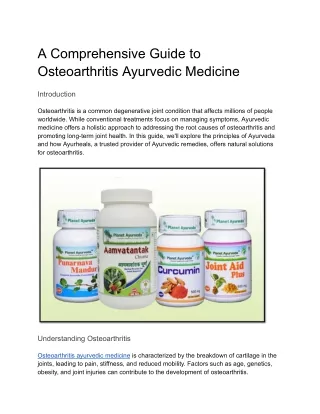 A Comprehensive Guide to Osteoarthritis Ayurvedic Medicine