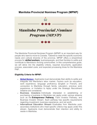 Manitoba Provincial Nominee