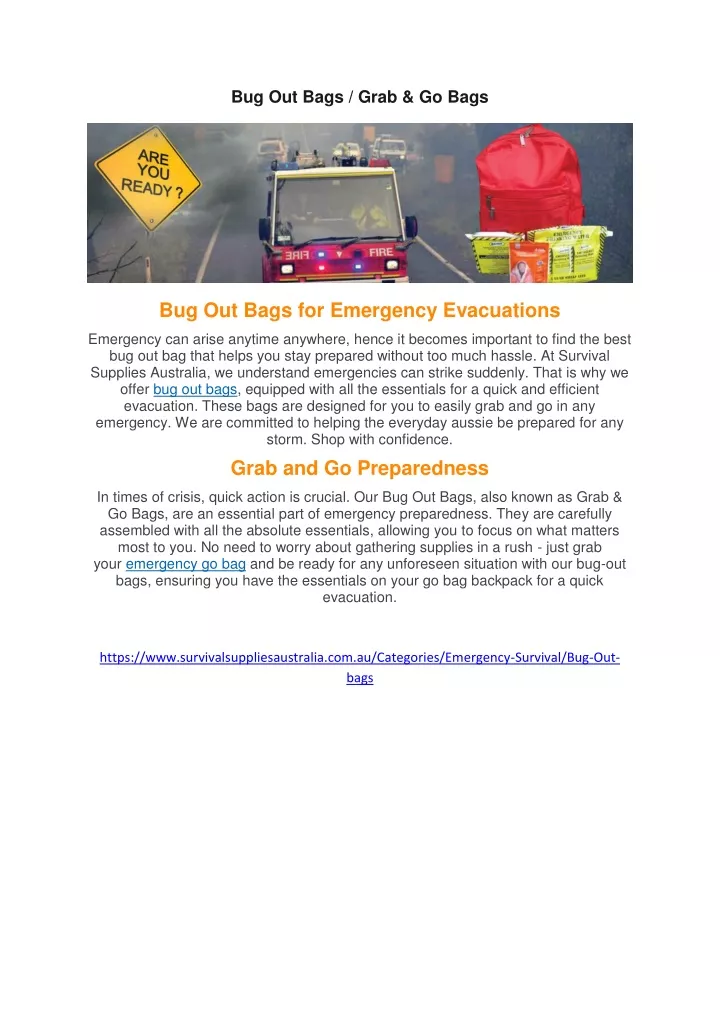 bug out bags grab go bags