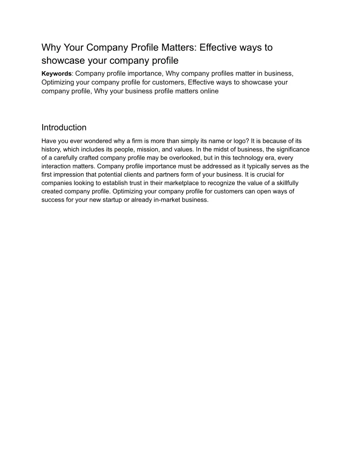 why your company profile matters effective ways